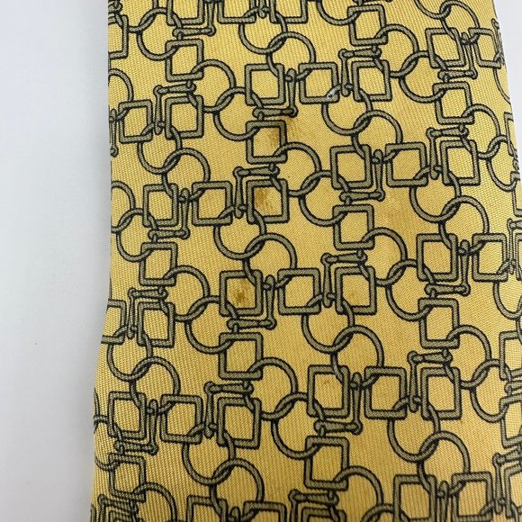 Vintage Hermes Men's Silk Tie Yellow pattern - Picture 4 of 4